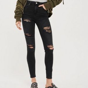 Topshop Jamie Black Ripped Skinny Jeans